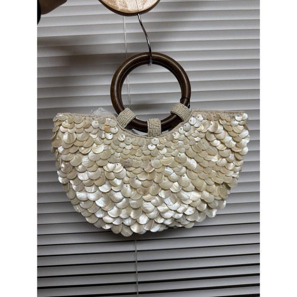 Zara Faux Mother of Pearl Appliqué Bag Purse Crossbody Bohemian Festival TikTok - Picture 3 of 8